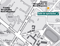 Plan d'accs pour les confrences  la salle de spectacle du centre hospitalier